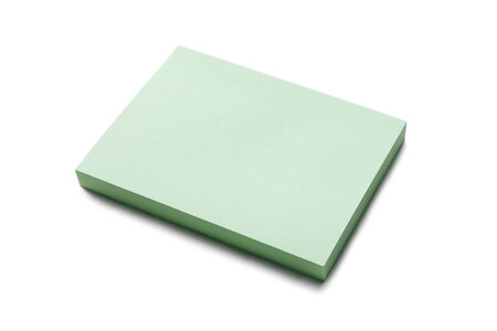 Block of blank green stickers on white backgroundの写真素材