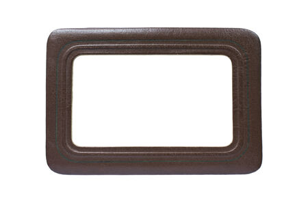Vintage leather blank frame isolated over whiteの写真素材