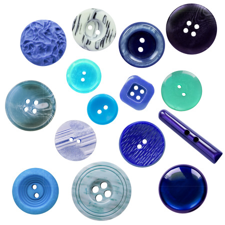 Different blue buttons on white backgroundの写真素材