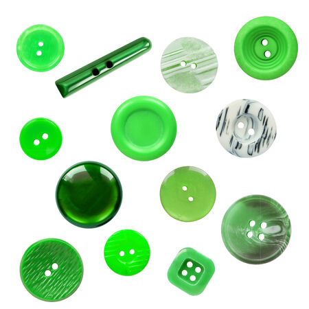 Set of various green buttons on white backgroundの写真素材