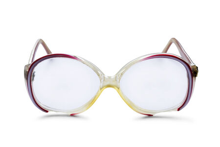 Big eyeglasses with plastic frame isolated over whiteの写真素材