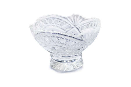 Small empty glass vase isolated over whiteの写真素材