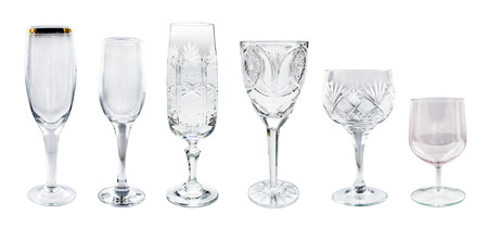 Set of different empty wineglasses on white backgroundの写真素材