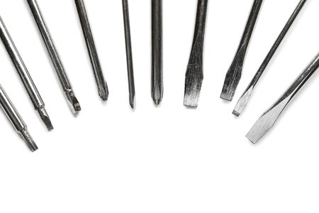 Set of different screwdrivers on white backgroundの写真素材