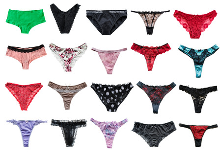 Set of different panties isolated over whiteの写真素材
