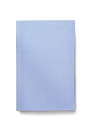 Blank blue cover of a book on white backgroundの写真素材