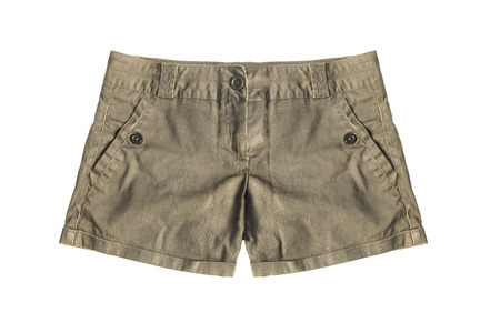Khaki female shorts isolated over whiteの写真素材