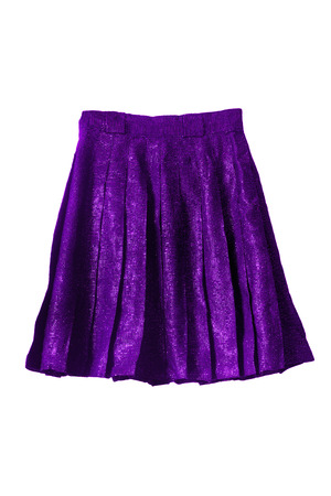 Purple shineng disco skirt isolated over whiteの写真素材