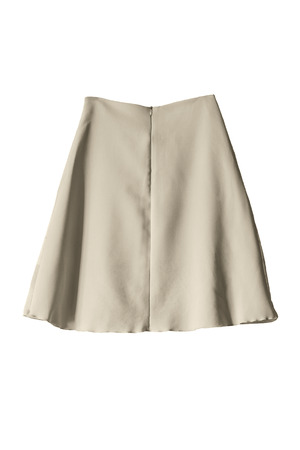 Beige knee length skirt isolated over whiteの写真素材