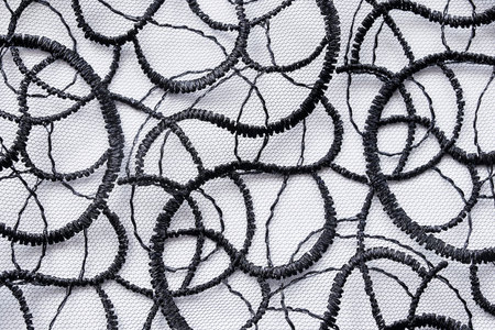 Black transparent textile lace closeup as a background