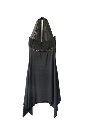 Black beautiful evening dress isolated over whiteの写真素材