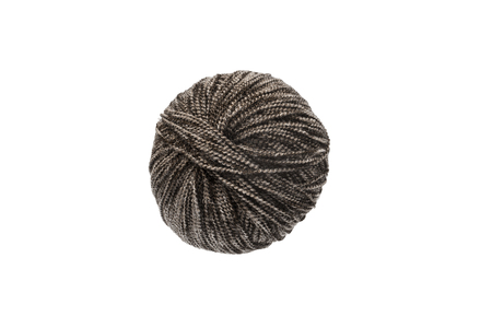 Ball of brown melange yarn on white backgroundの写真素材
