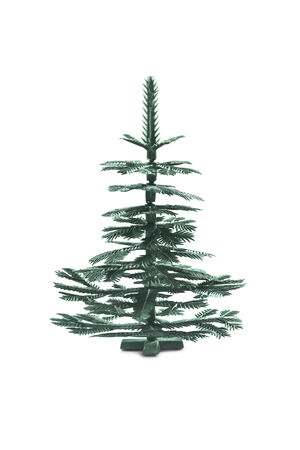 Synthetic blue christmas tree on white backgroundの写真素材