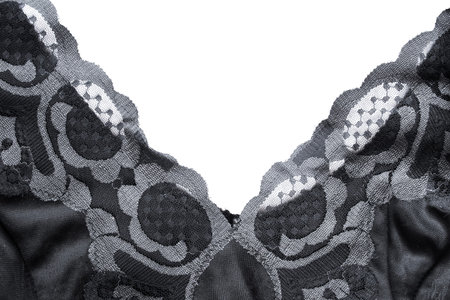 Decollete decorated with black lace over white as a background