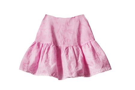 Pink skirt with frills isolated over whiteの写真素材