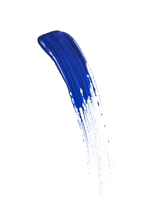 Abstract blue brush stroke isolated over whiteの写真素材