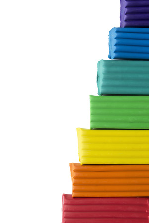 Multicolor plasticine blocks isolated over whiteの写真素材