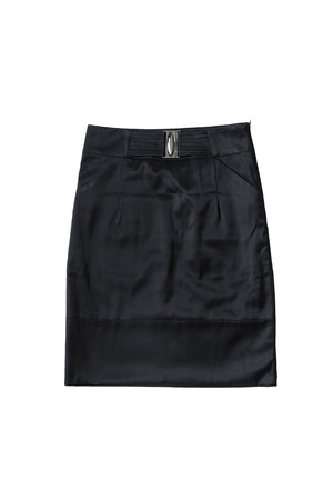 Elegant black silk skirt isolated over whiteの写真素材