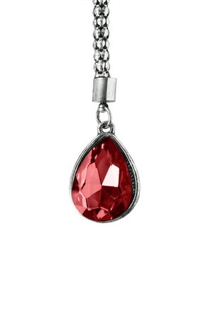 Faceted ruby pendant on whtie backgroundの写真素材