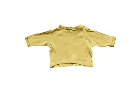 Yellow baby sweatshirt on white backgroundの写真素材
