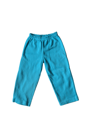 Blue baby pants on white backgroundの写真素材