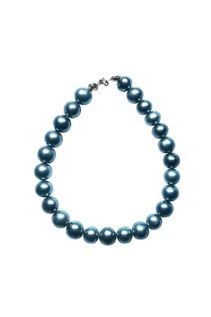 Blue pearl bracelet isolated over whiteの写真素材