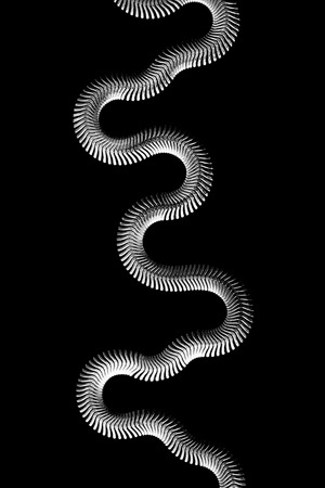 Abstract flexible silver chain on black backgroundの写真素材