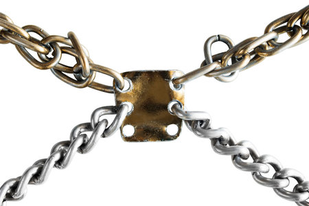 Old metal chain isolated over white