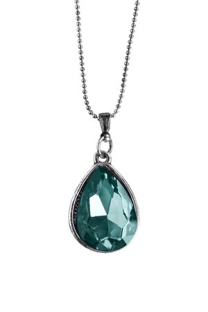 Drop shaped topaz pendant isolated over whiteの写真素材
