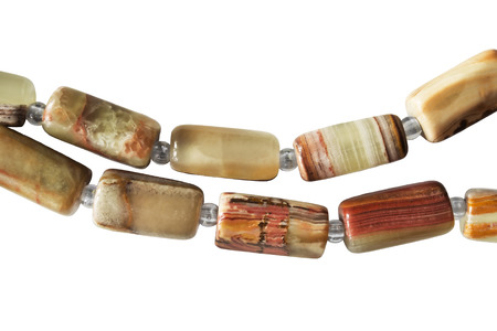 String of jasper beads on white backgroundの写真素材