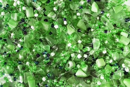 Green crystal beads closeup as a backgroundの写真素材
