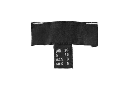 Black size label isolated over whiteの写真素材
