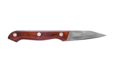 Kitchen knife with brown handle isolated over white