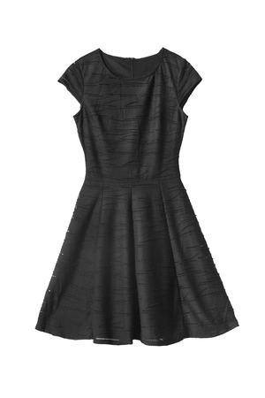 Black sleeveless dress isolated over whiteの写真素材