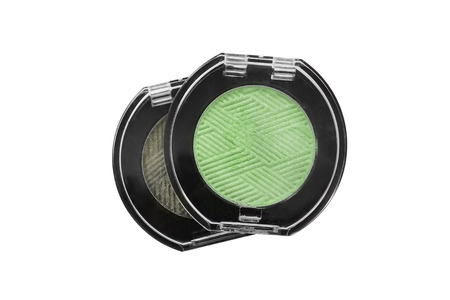 Green light and dark eyeshadows isolated over whiteの写真素材