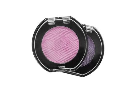Pink and purple eyeshadows on white backgroundの写真素材