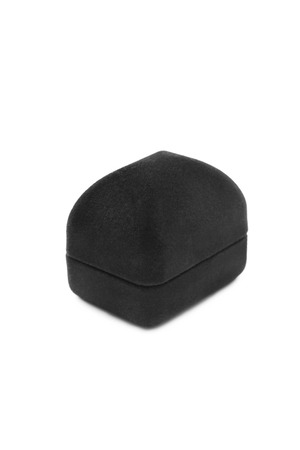 Black velvet jewel box isolated over whiteの写真素材
