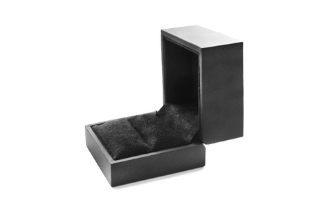 Black empty jewel box on white backgroundの写真素材