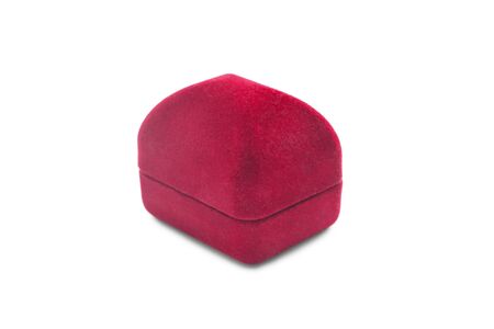 Red velvet jewel box on white backgroundの写真素材