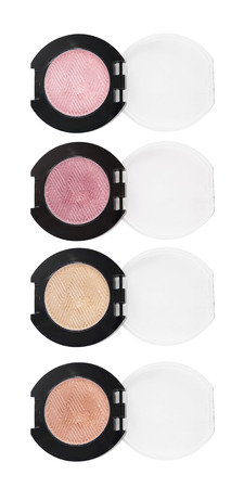 Group of powder blush on white backgroundの写真素材