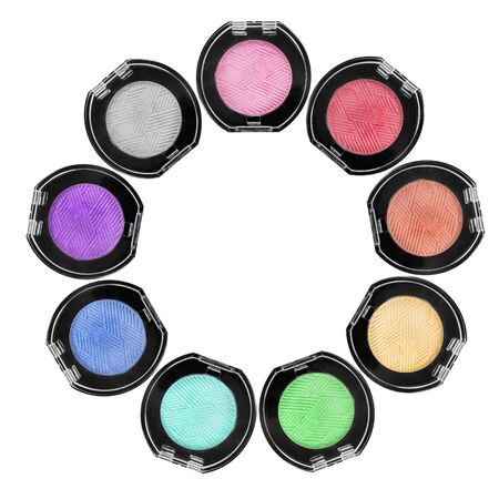 Set of colorful eyeshadows isolated over whiteの写真素材