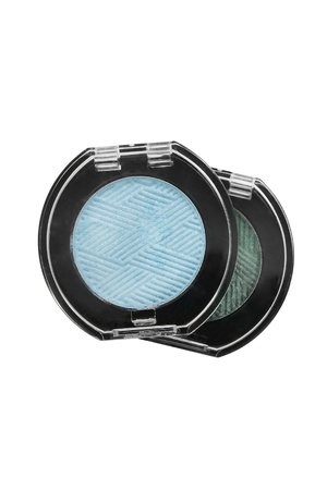 Blue powder eyeshadows on white backgroundの写真素材