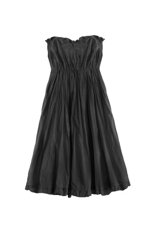 Black draped empire dress isolated over whiteの写真素材
