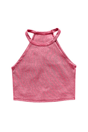 Pink sport top isolated over whiteの写真素材
