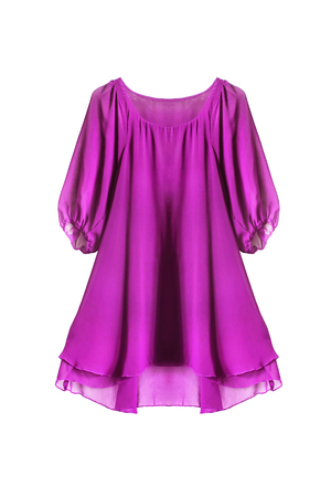 Magenta pink chiffon dress on white backgroundの写真素材