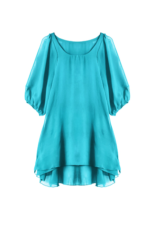 Blue chiffon dress isolated over whiteの写真素材