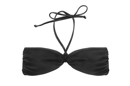 Black bikini top on white backgroundの写真素材