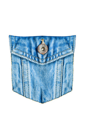 Blue denim pocket on white background