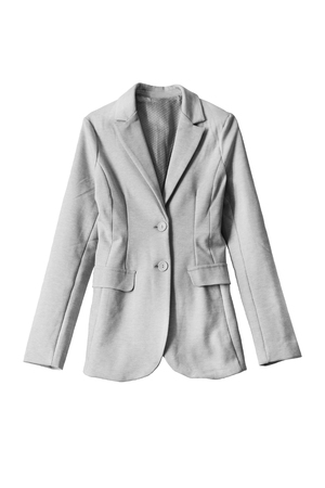 Gray elegant blazer on white backgroundの写真素材
