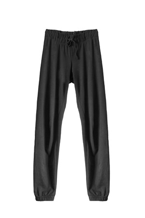 Black sport pants on white backgroundの写真素材